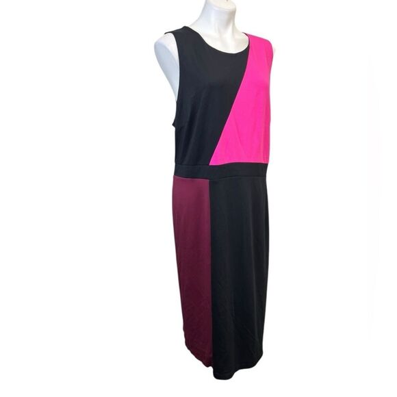 Lane Bryant dress plus size 22‎ pink multicolor colorblock stretch bodycon - Picture 3 of 6